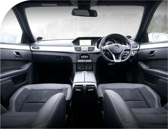 image of inside the car in color black
