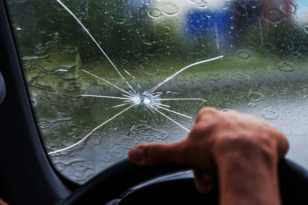 broken windshield